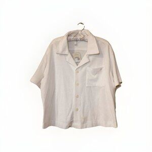 Fabletics Island Terry Boxy Button Up womens Large cropped summer beachy swim